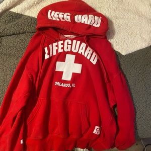 Life guard hoodie red Orlando Florida size medium